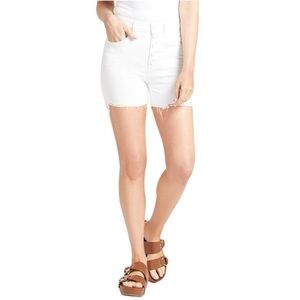 Paige Sarah Longline Cutoff Short With Exposed Buttons. White Size 24 #1248 NWT